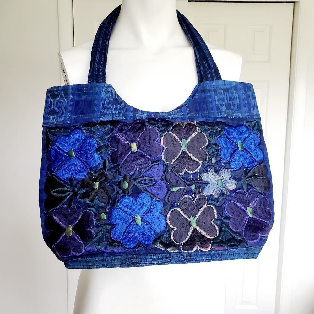 Ethnic Flowers Boho Hobo Embroidered Bag